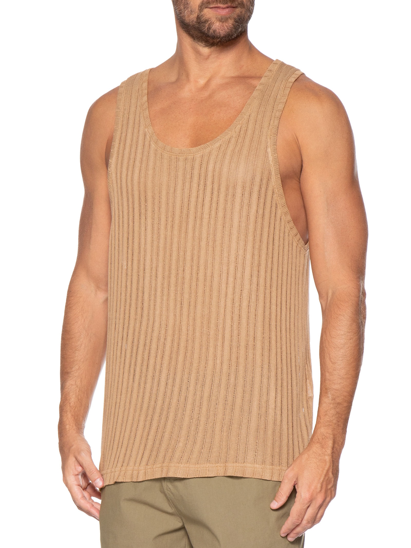 Regata Masculina Knit Texture Bege Osklen