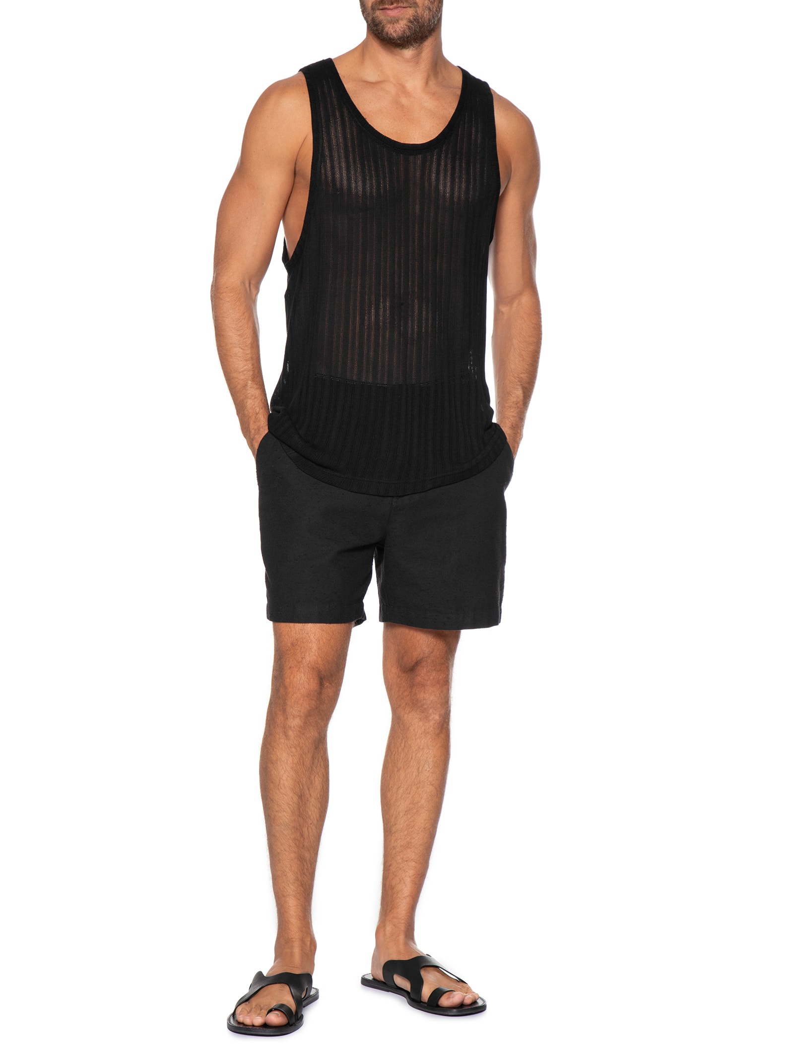 Regata Masculina Knit Texture Preto Osklen