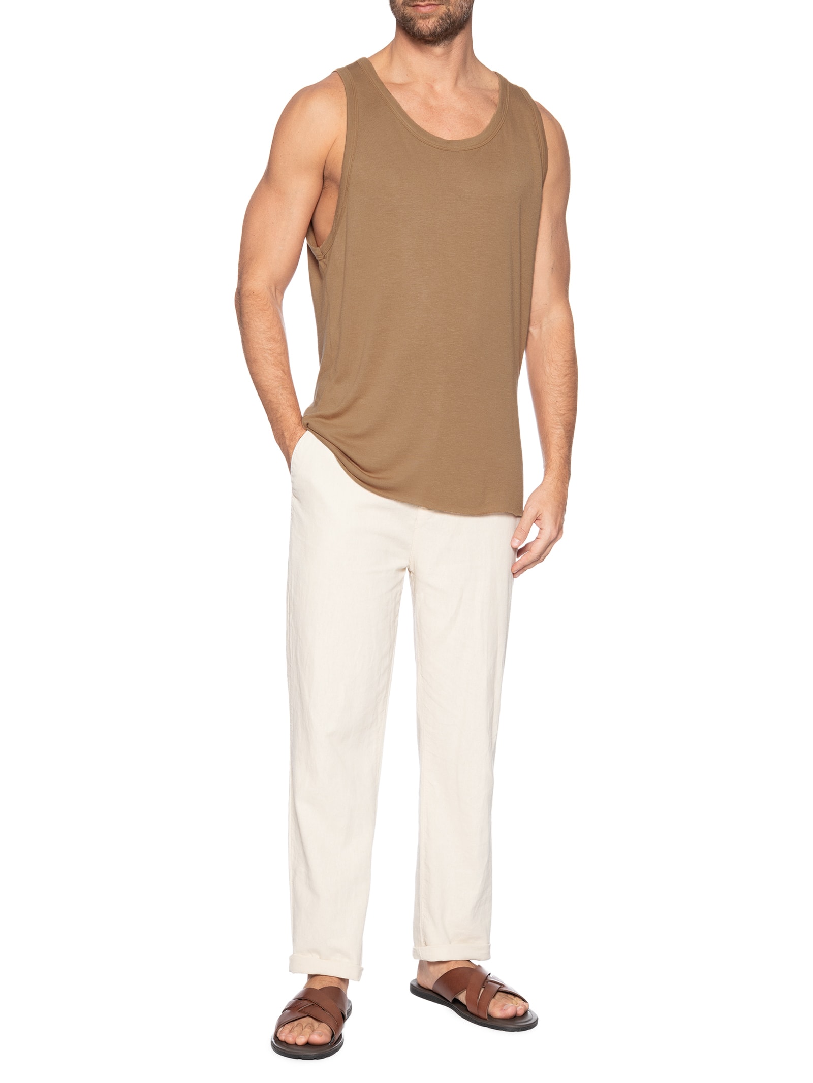 Regata Masculina Visual Linen Cut Marrom Osklen