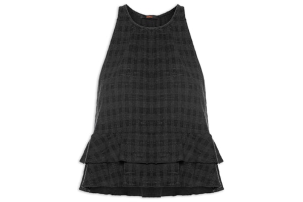 Regata Textura Babado Duplo - Preto