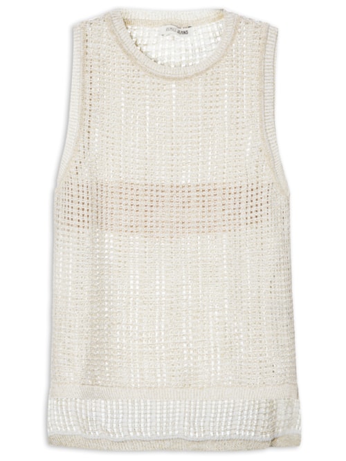 Regata Tricot Fendas Lurex – Dourado