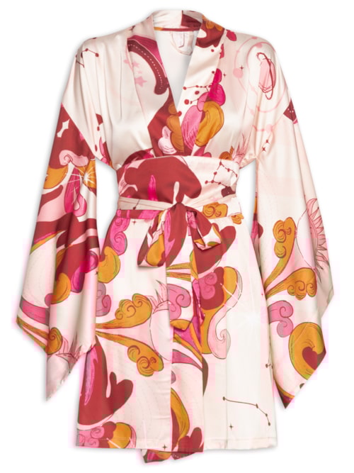 Robe Curto Manga Média Cetim Valkiria – Branco