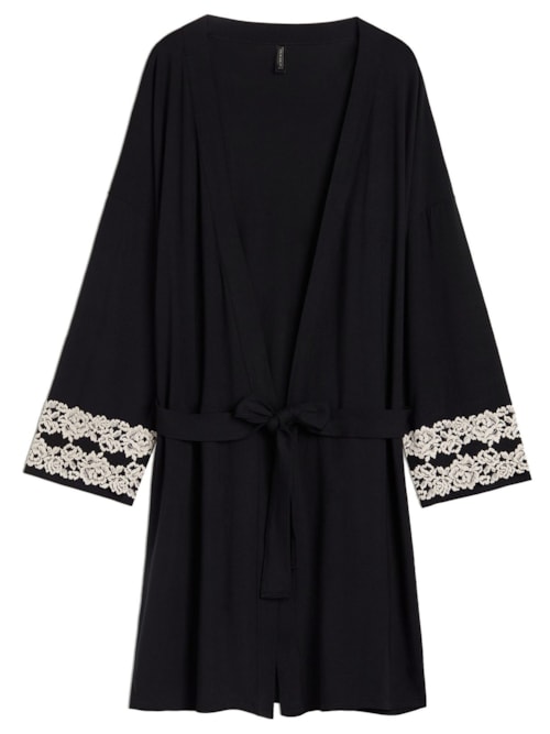 Robe Em Modal Pretty Flowers – Preto
