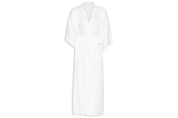 Robe Longo Em Cetim Valência Honeymoon - Branco