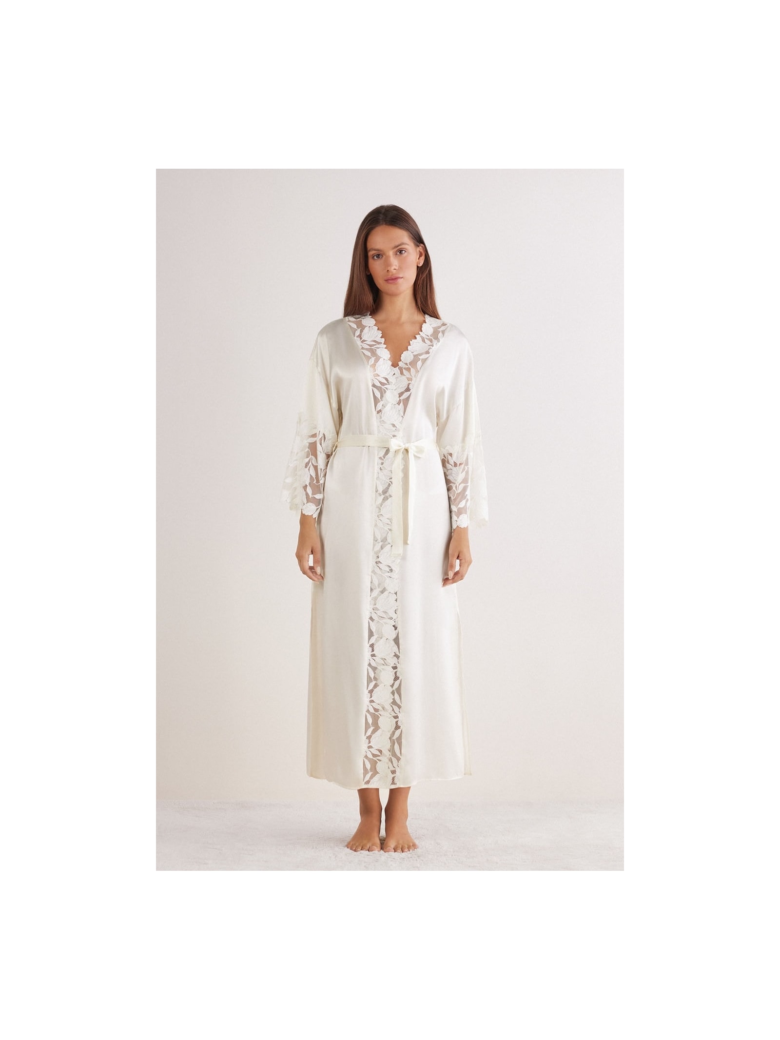 Robe Longo Em Seda All About Flowers Marfim Intimissimi