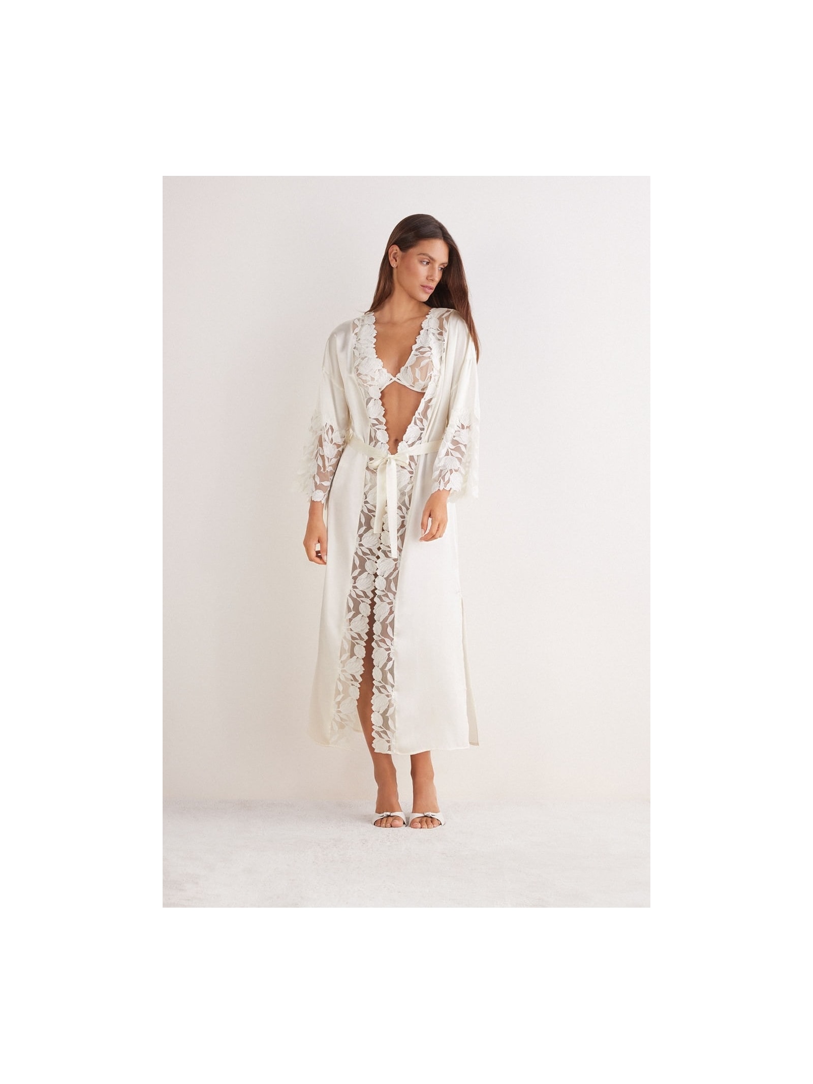 Robe Longo Em Seda All About Flowers Marfim Intimissimi