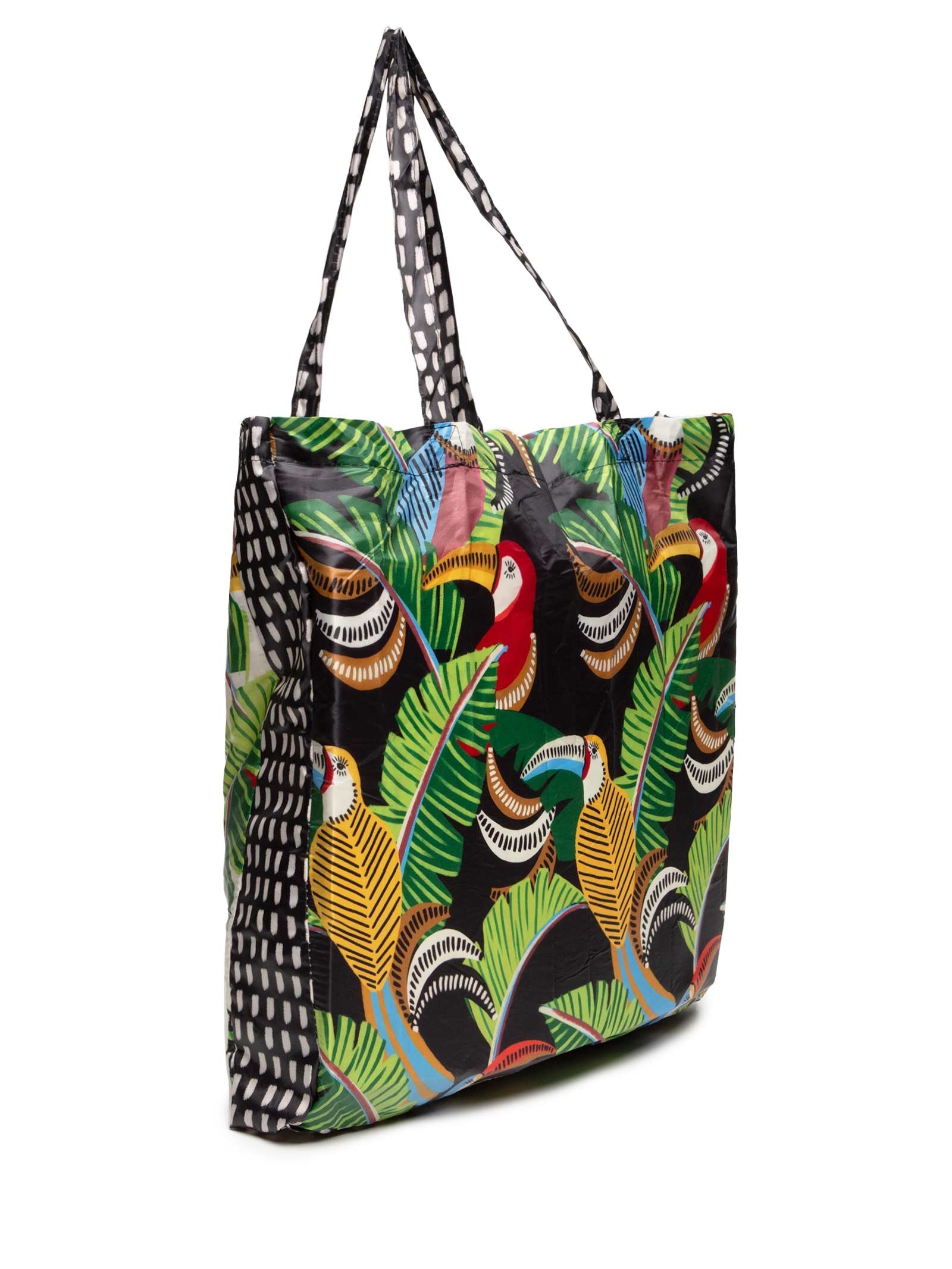 Sacolinha Feminina Me Leva Tucanos e Folhagens Preto Farm Etc