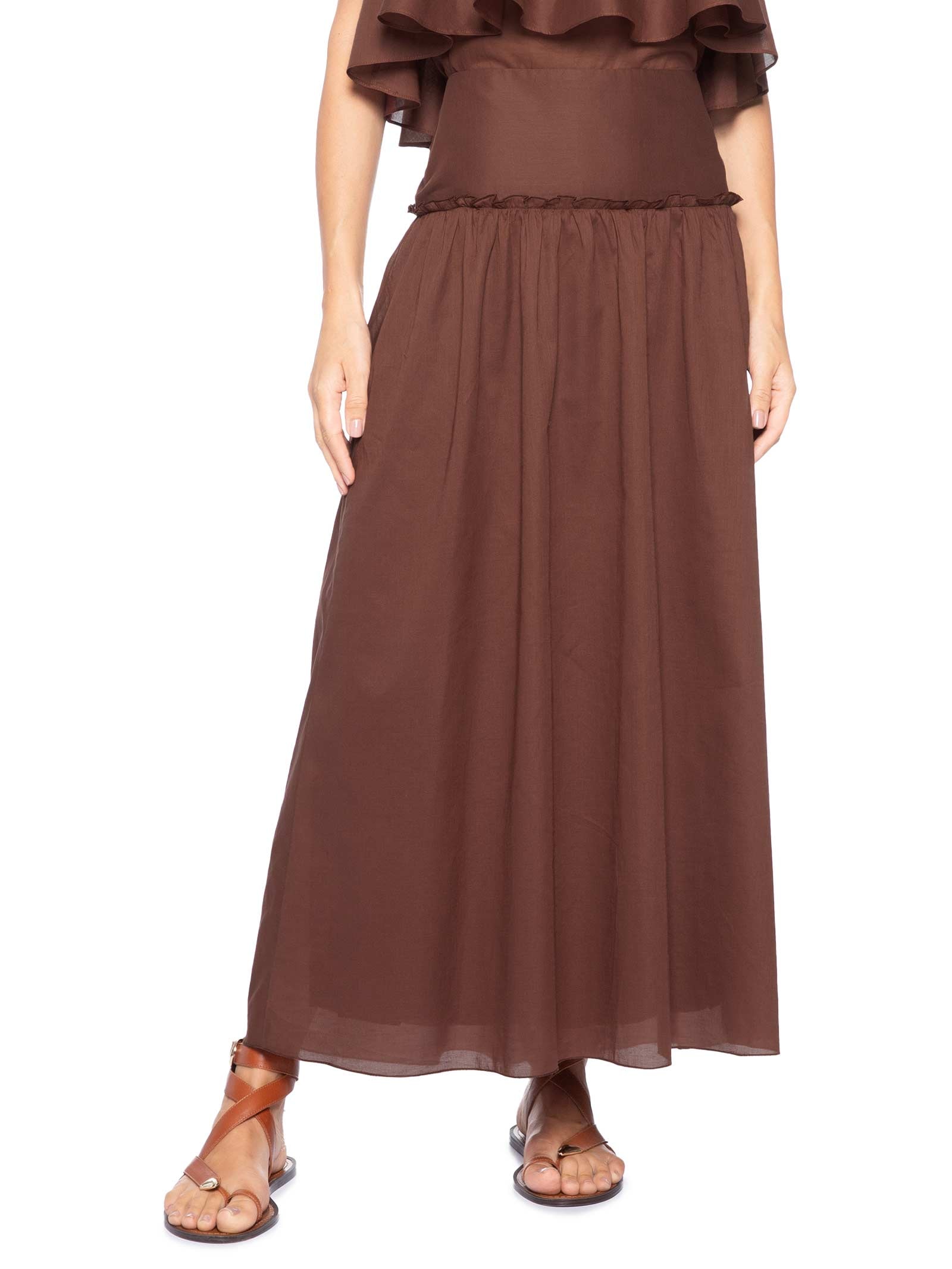 Saia Algodão Babadinho Marrom Dress To