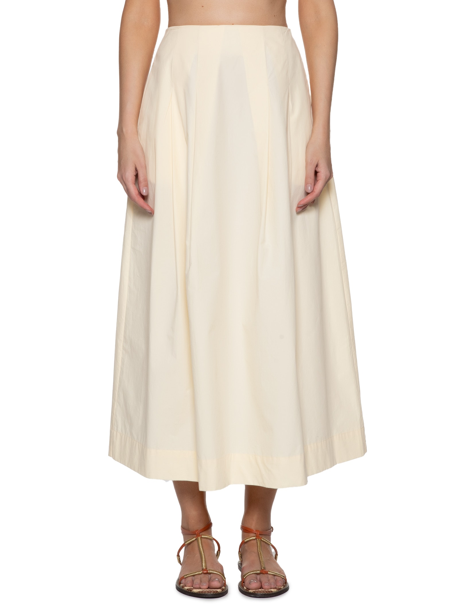 Saia Algodão Midi Pregas Dress To Amarelo