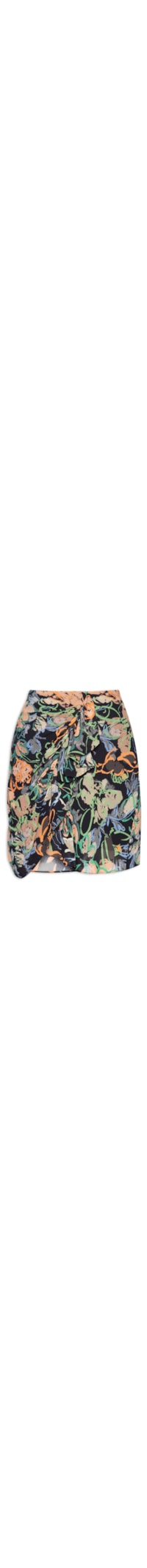 Saia Babados Floral Pastel - Preto