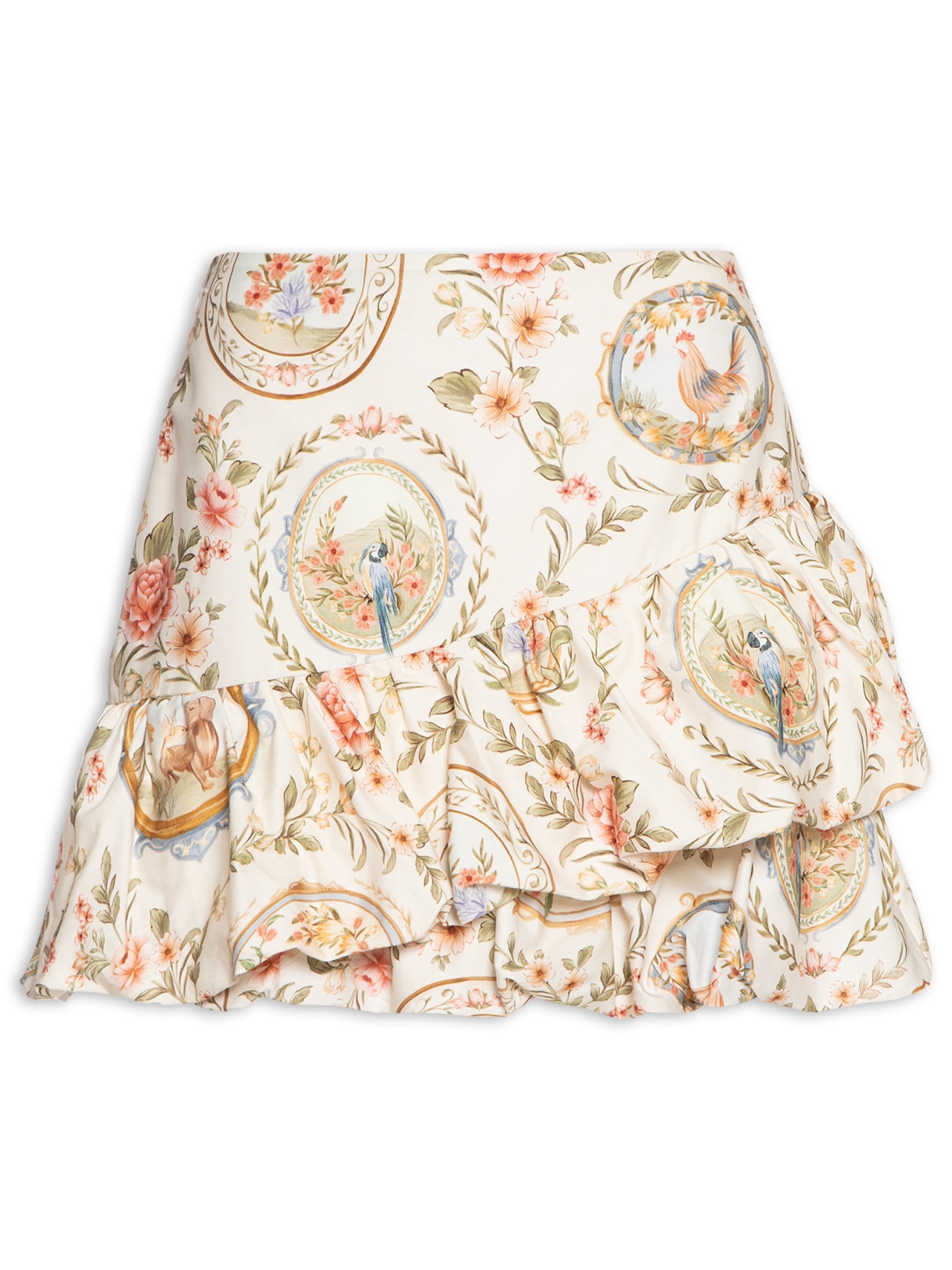 Saia Balonê Relicário Floral Off White Farm