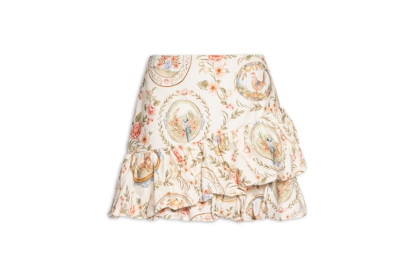 Saia Balonê Relicário Floral - Off White