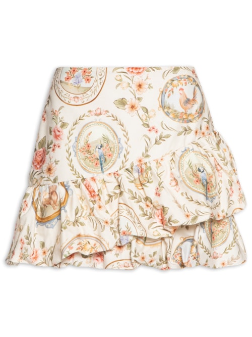 Saia Balonê Relicário Floral – Off White