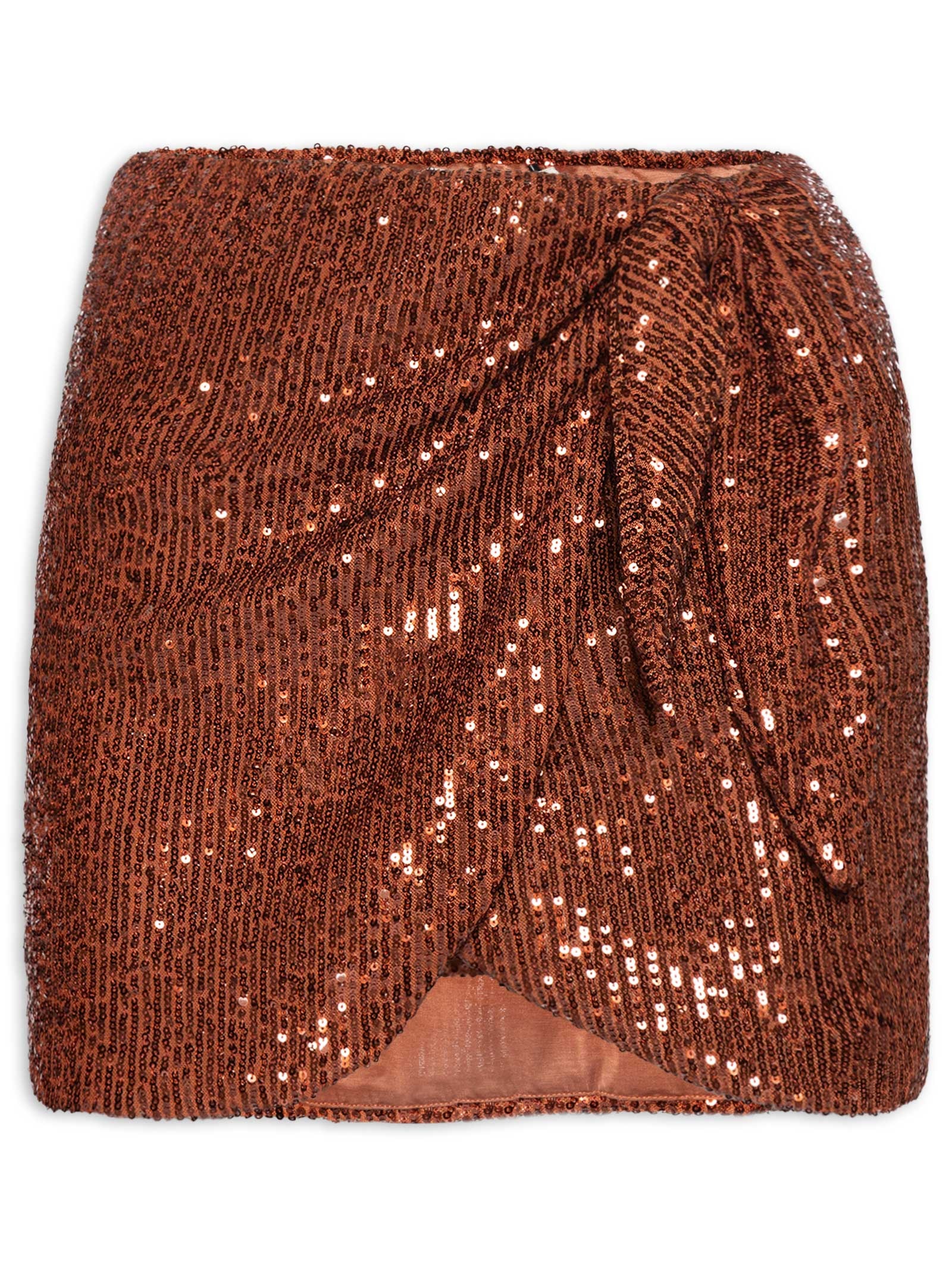 Saia Bicolor Paetê Marrom Dress To