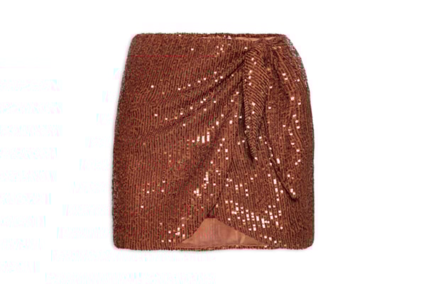 Saia Bicolor Paetê - Marrom