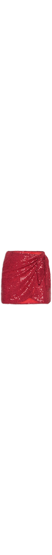 Saia Bicolor Paetê - Vermelho