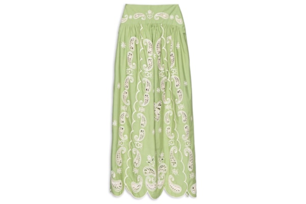 Saia Bordada Bandanas Jardim - Verde