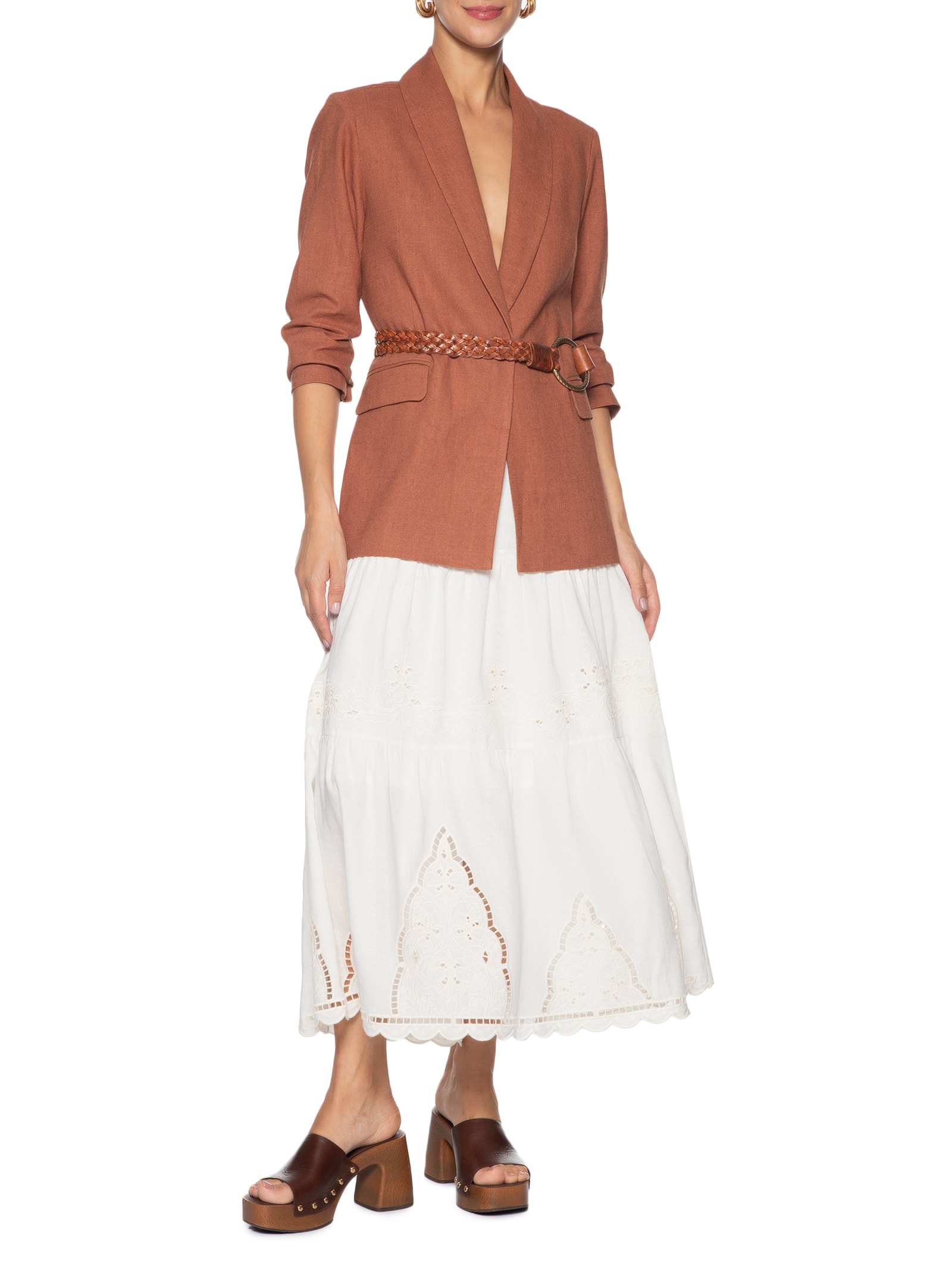 Saia Bordado Dhalia Branco Maria Filó