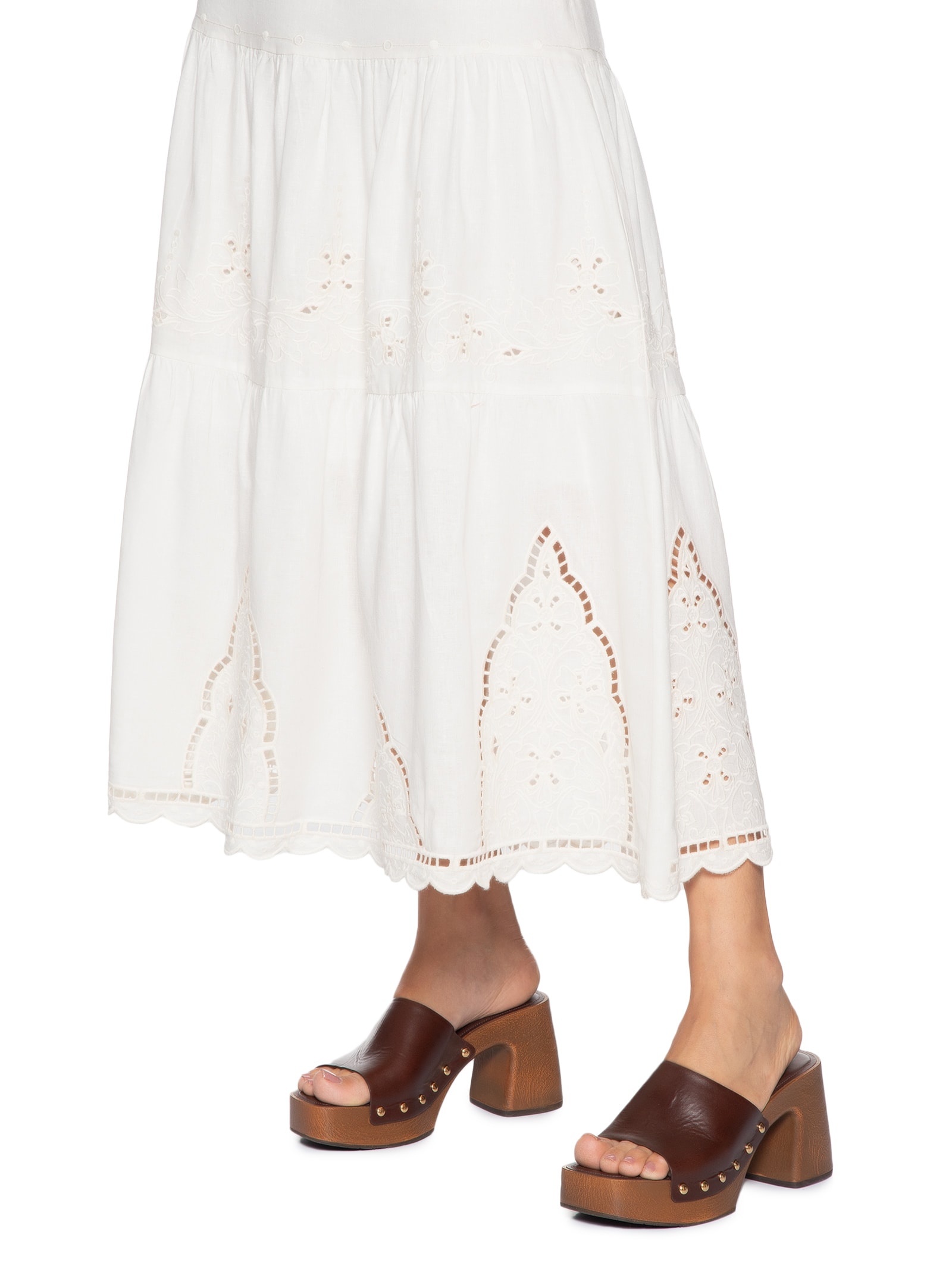 Saia Bordado Dhalia Branco Maria Filó