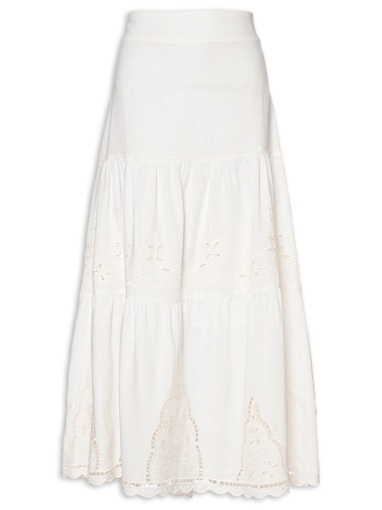 Saia Bordado Dhalia Branco Maria Filó