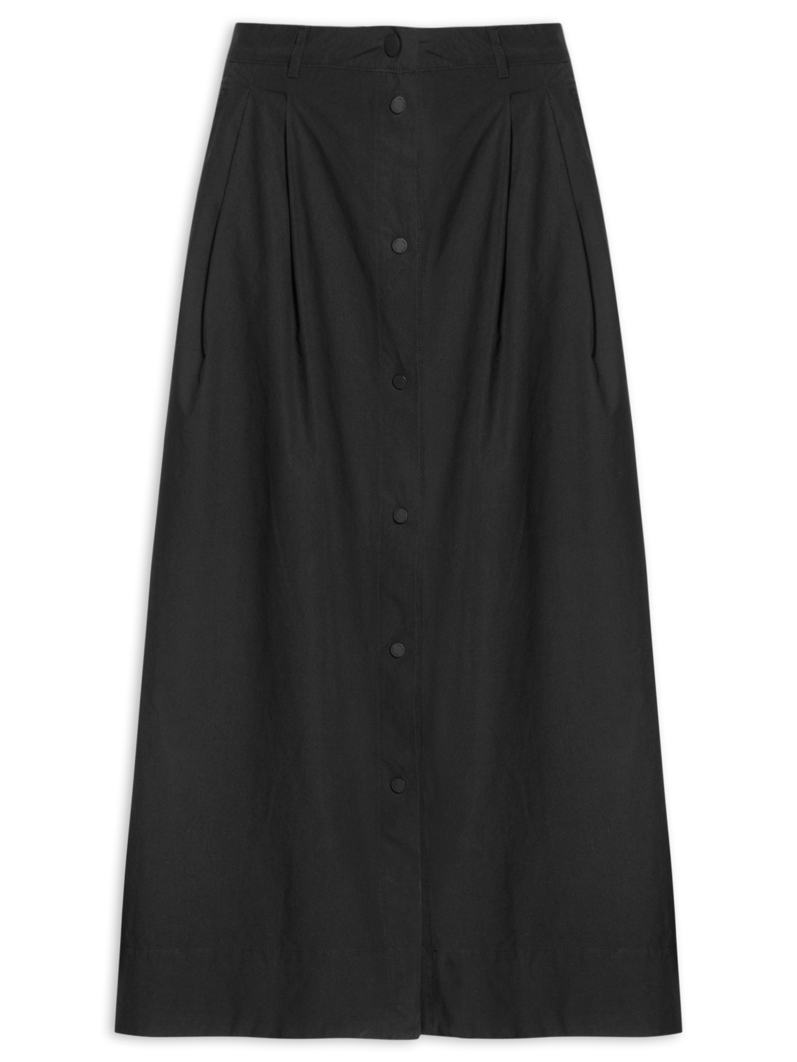 Saia Botões Algodão Empapelado Preto Cantão