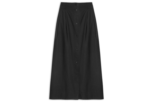 Saia Botões Algodão Empapelado - Preto