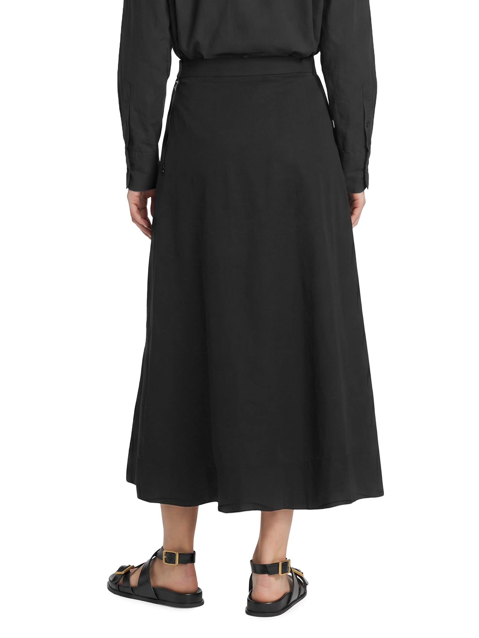 Saia Botões Algodão Empapelado Preto Cantão