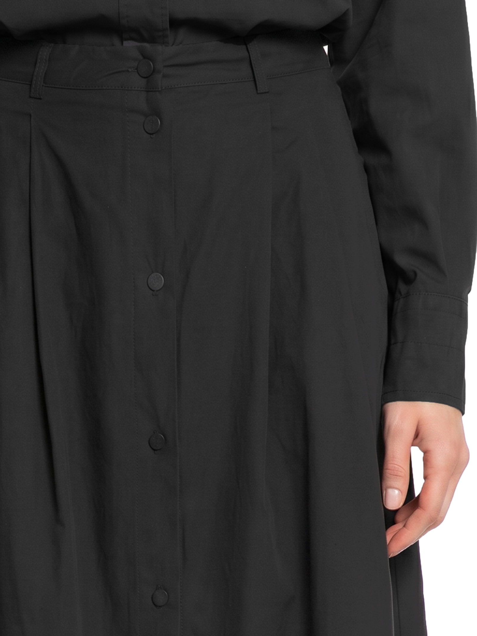 Saia Botões Algodão Empapelado Preto Cantão