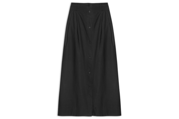Saia Botões Algodão Empapelado - Preto