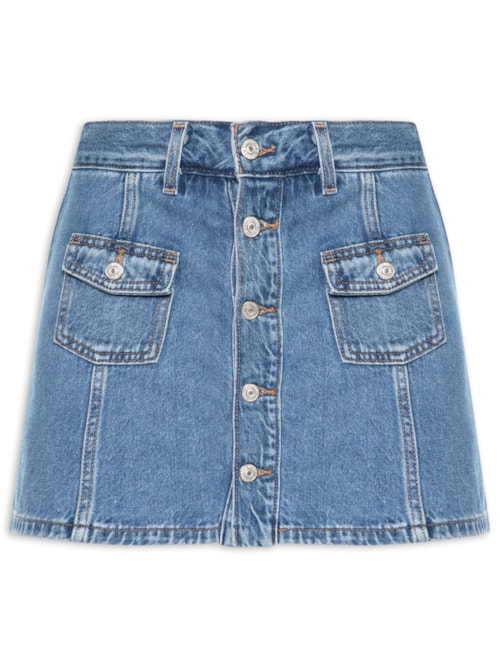 Saia Button Front Skort - Azul
