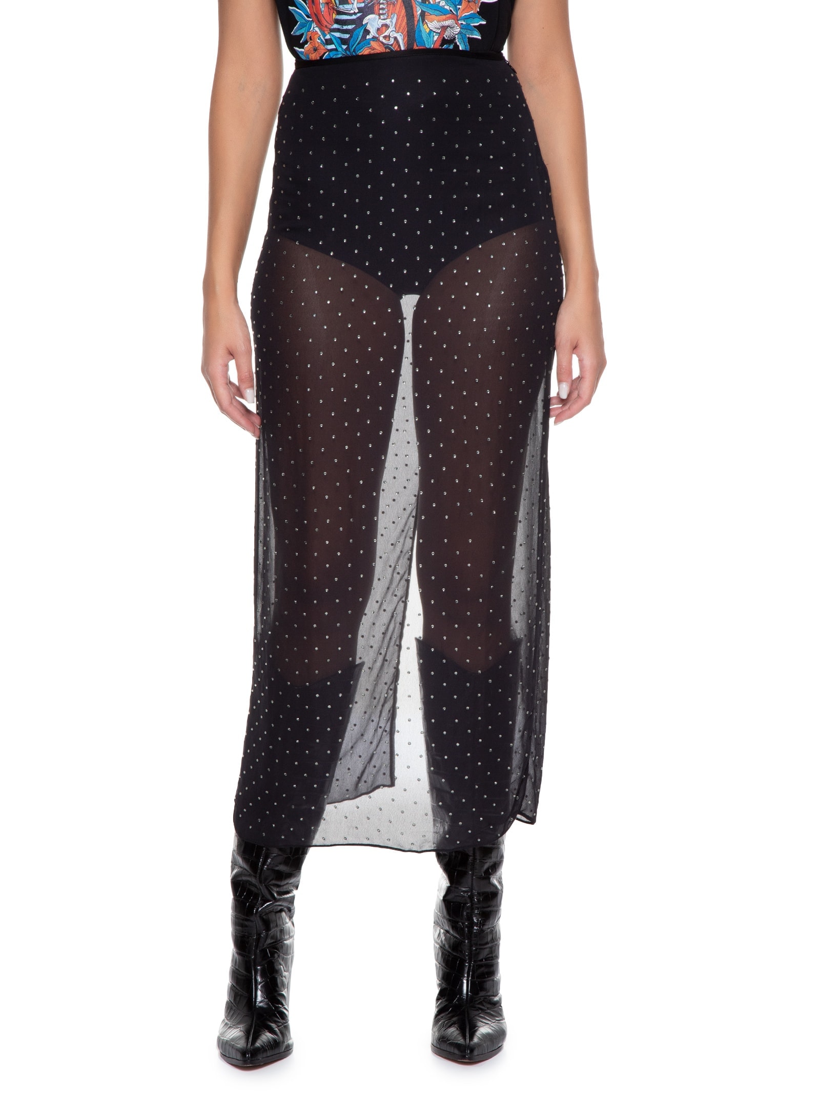 Saia Com Aplicação Preto Colcci