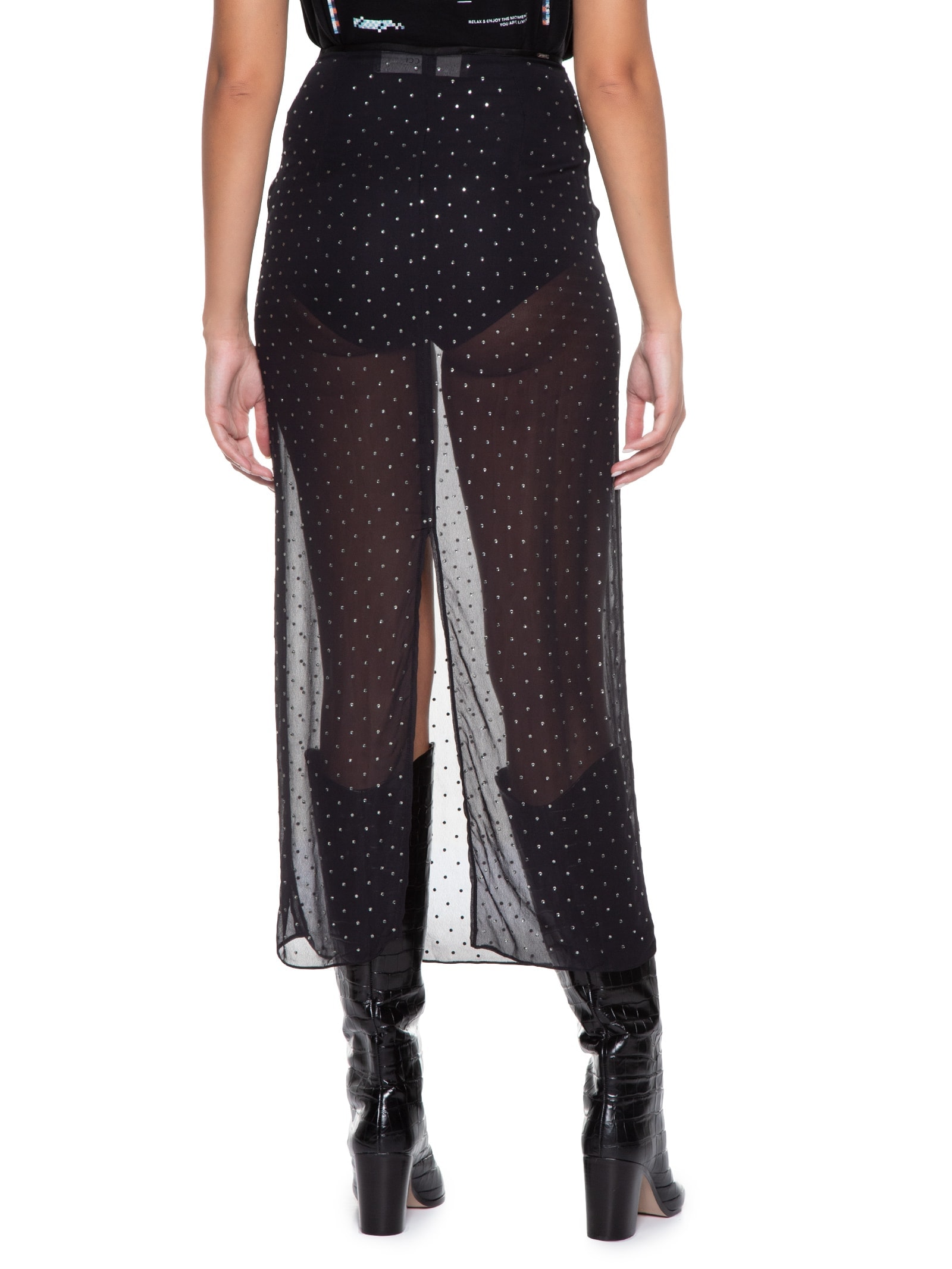 Saia Com Aplicação Preto Colcci