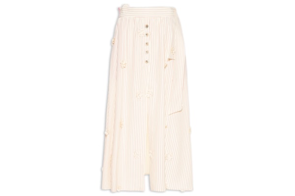 Saia Com Short Bordado Floral Náutico – Bege