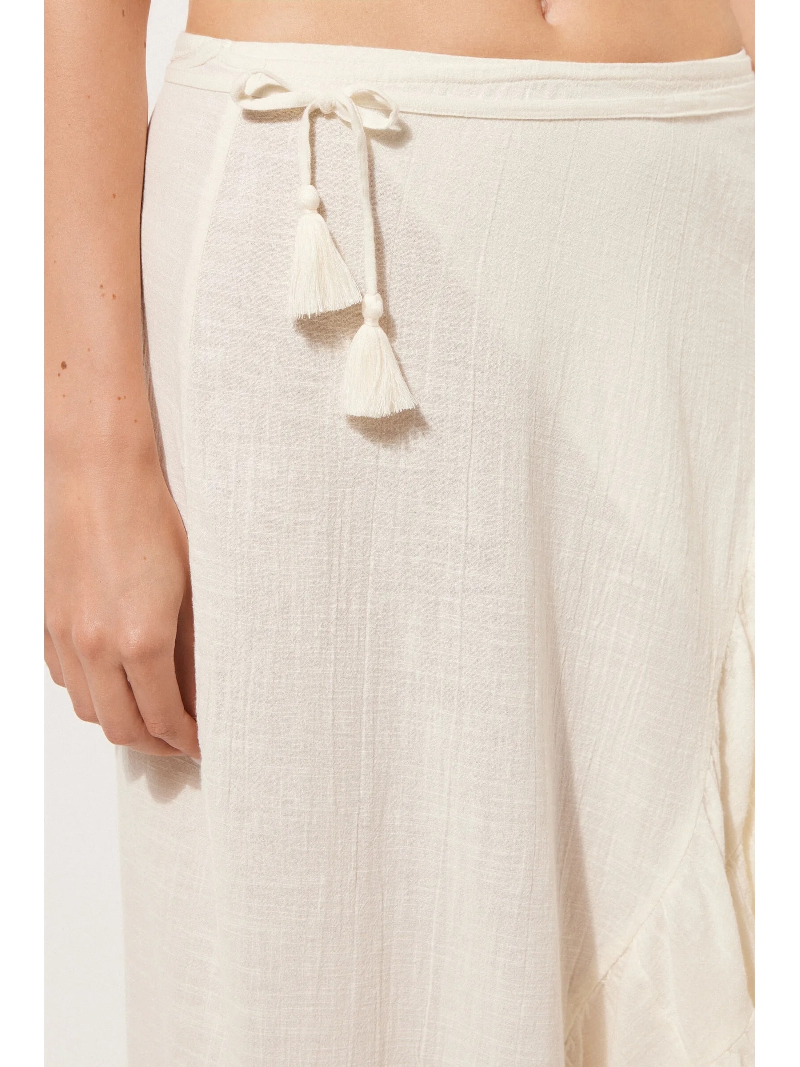 Saia Comprida Com Babados Off-White Calzedonia