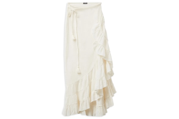 Saia Comprida Com Babados - Off-White