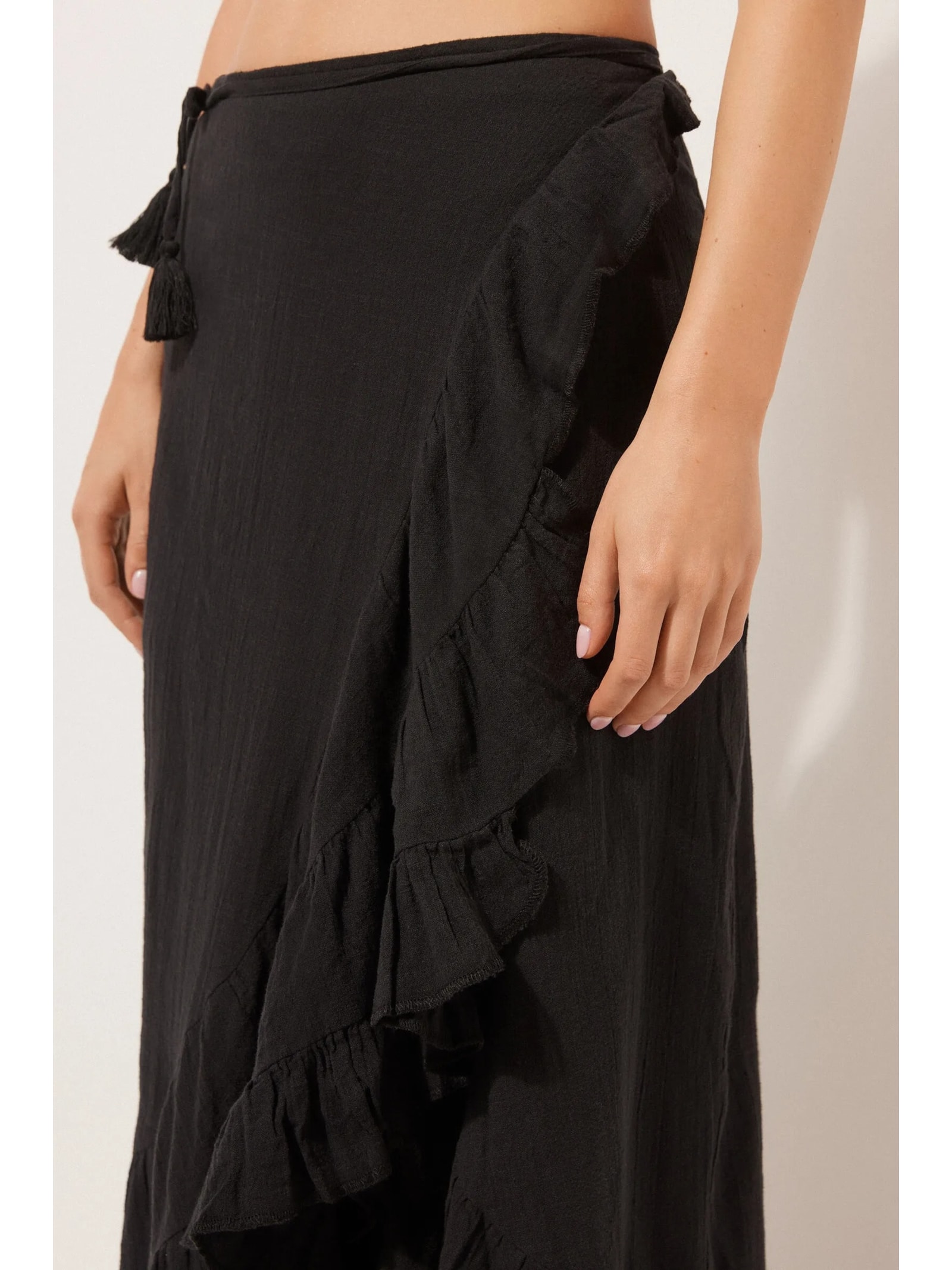 Saia Comprida Com Babados Preto Calzedonia