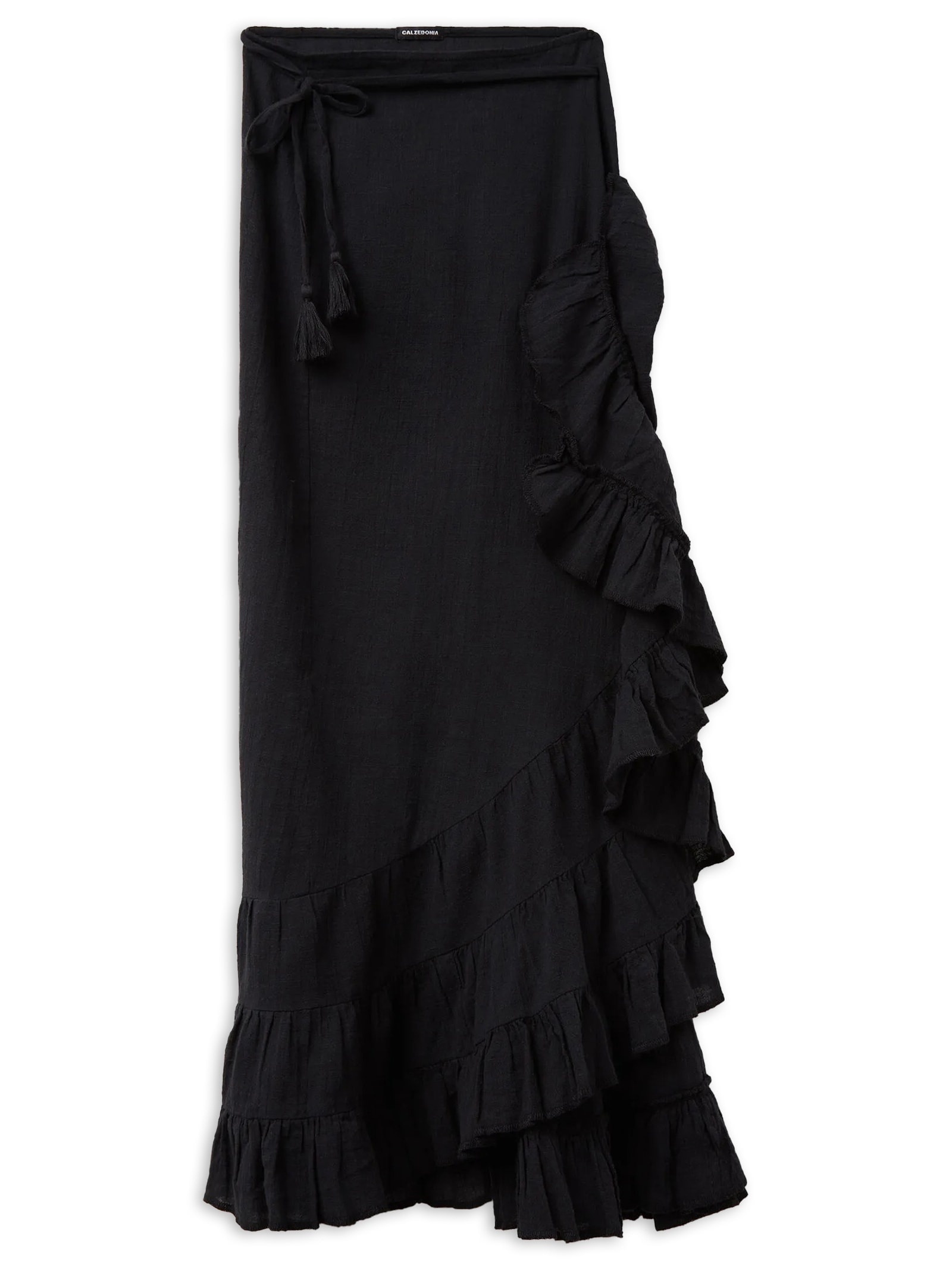 Saia Comprida Com Babados Preto Calzedonia