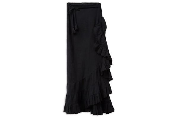 Saia Comprida Com Babados - Preto