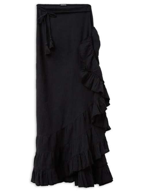 Saia Comprida Com Babados – Preto