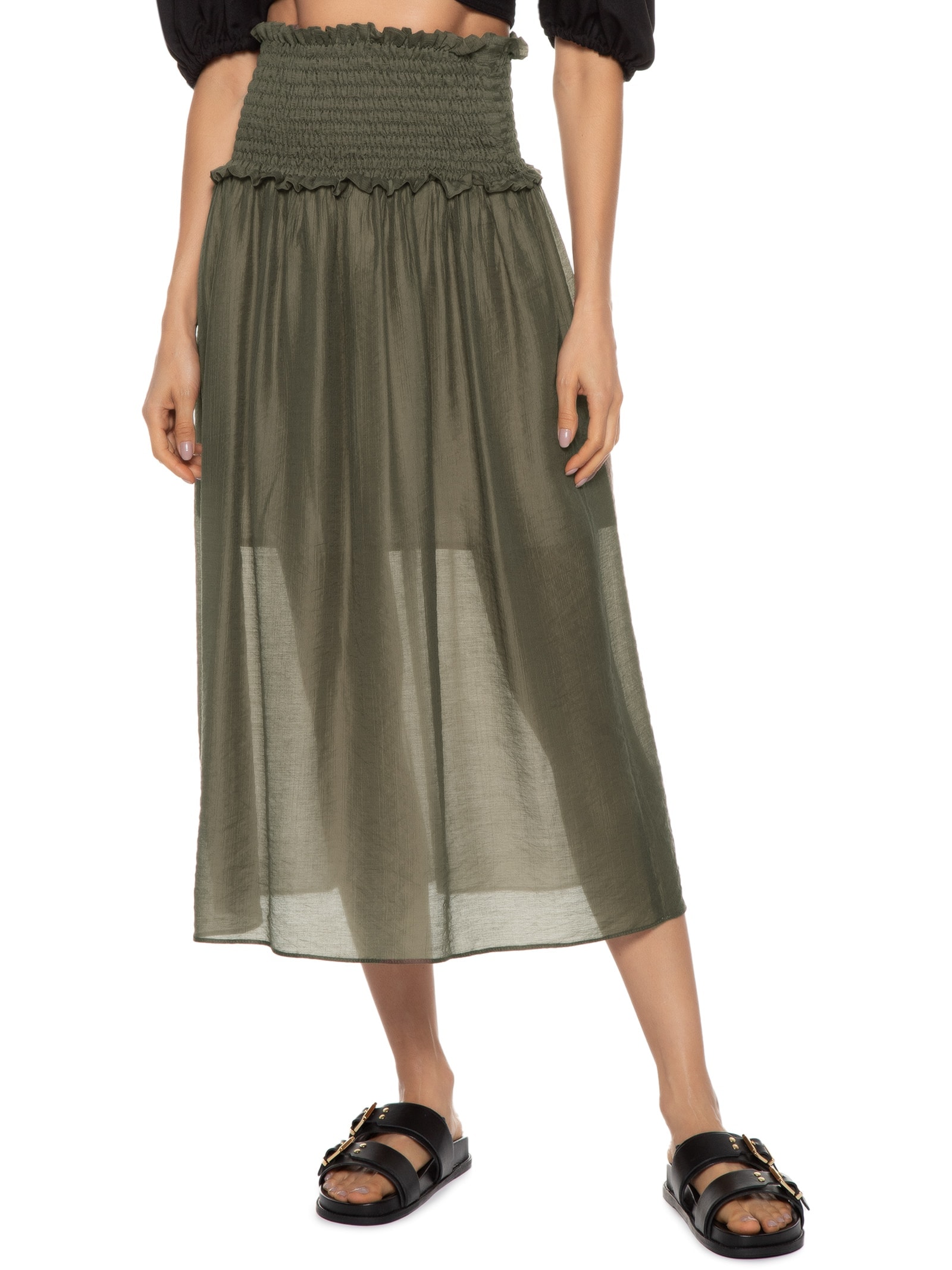 Saia Cós Franzido Verde Market 33