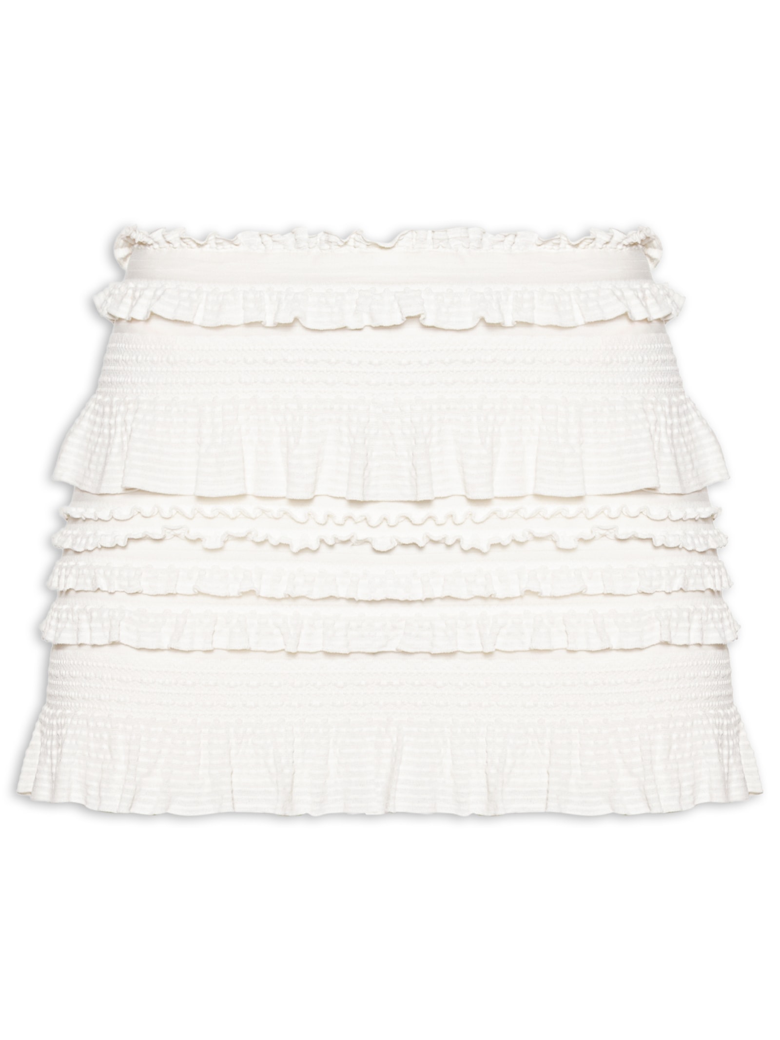 Saia Curta Babados Textura Branco Farm Praia