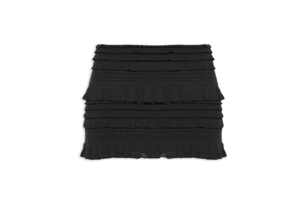 Saia Curta Babados Textura - Preto