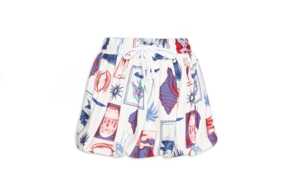 Saia Curta Balonê Moletom Tropical Vinta - Branco