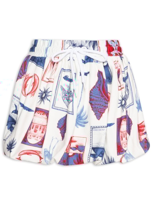Saia Curta Balonê Moletom Tropical Vinta – Branco
