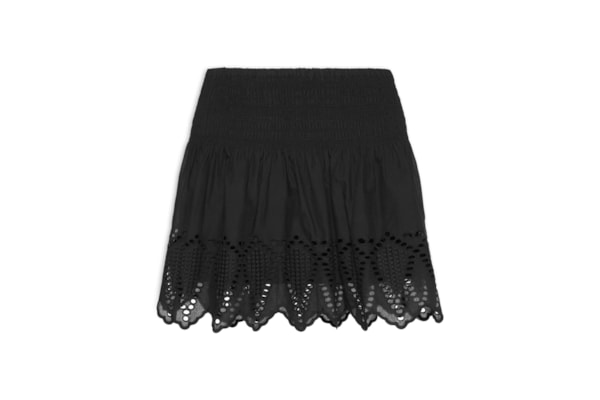 Saia Curta Bordado Pontas - Preto