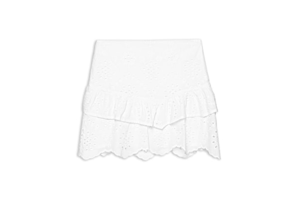 Saia Curta Camadas Laise Bordado Crist - Branco