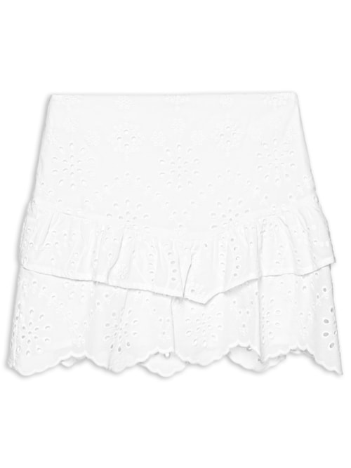 Saia Curta Camadas Laise Bordado Crist - Branco