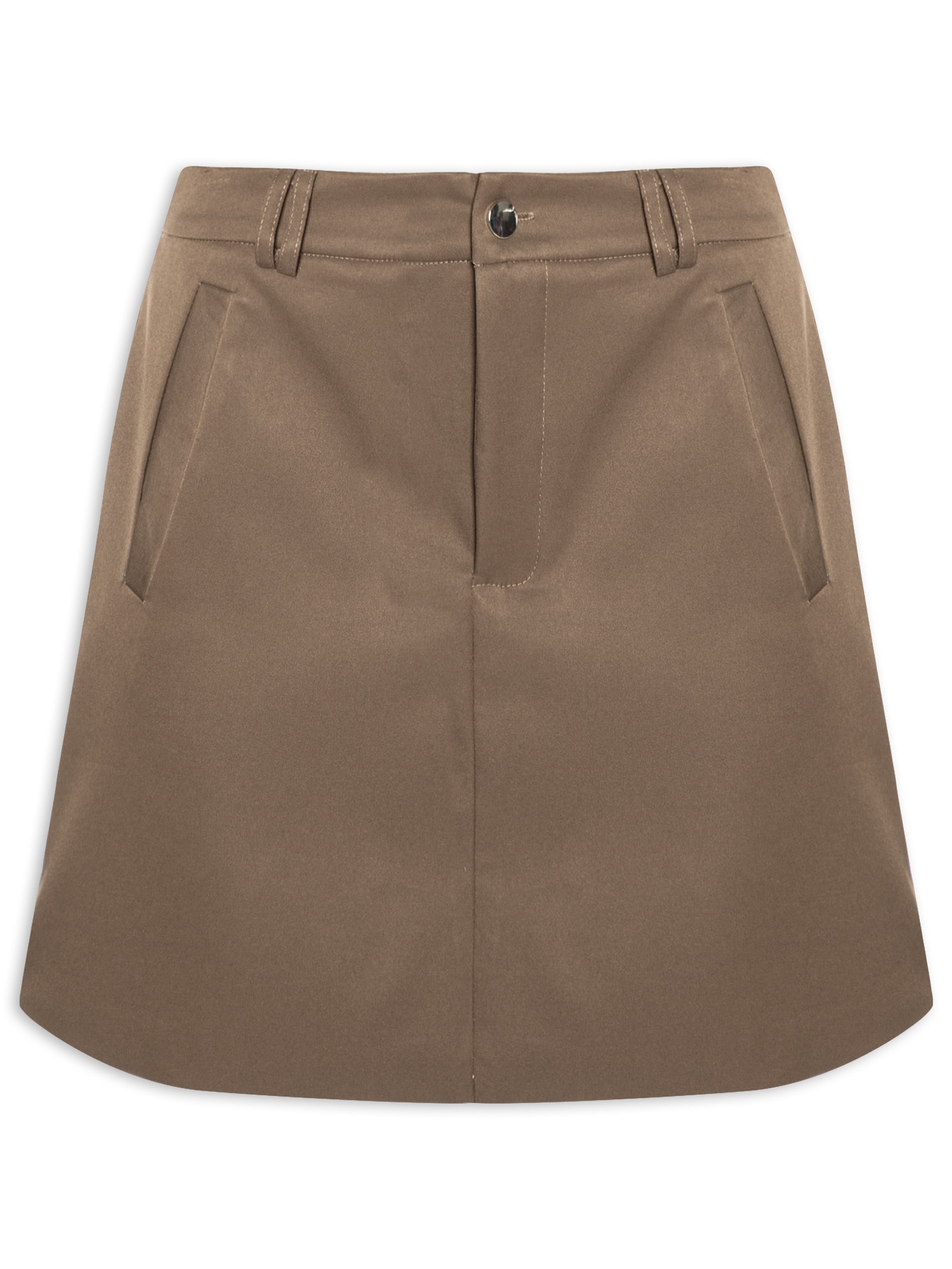 Saia Curta Com Bolso Marrom Basiq
