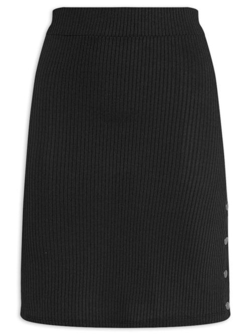 Saia Curta Com Botão De Pressão – Preto