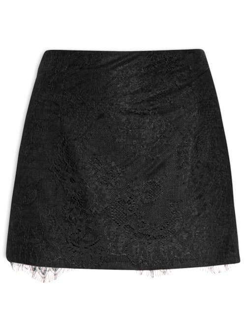 Saia Curta Com Renda – Preto